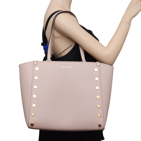 Michael Kors Holly Studded LG Shoulder Tote Bag Pink - Picture 1 of 7
